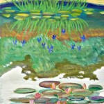 reflection/water lily/iris/pond/lily pad/painting/Heatherbell Barlow/ Knightshayes