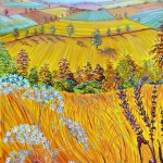 Original oil painting by Heatherbell Barlow/Devon/landscape,fields of gold/ countryside