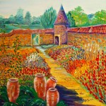 Knightshayes Court/national trust/Devon/painting/ Heatherbell Barlow/landscape/flowers/clourful