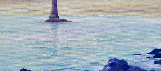 Seascapes original oil on canvas | Bishop Rock sunset